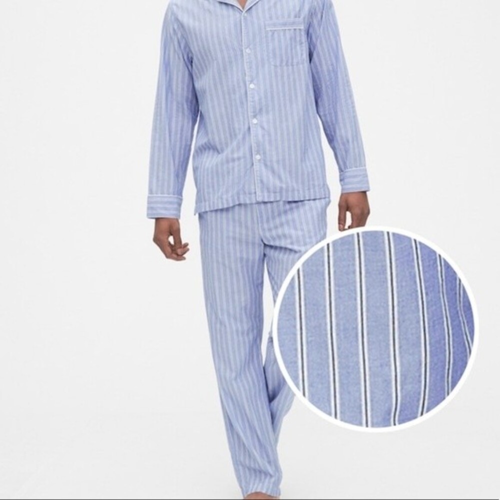 Club Room Striped Pajama Set Light Blue Size S / XL